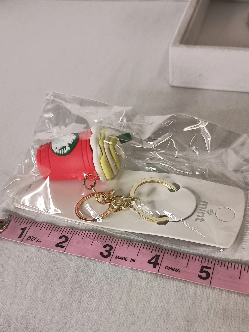 Women's 3D Mini Fashion Keychain Bag Charm Coffee Theme Purse Accessories RED